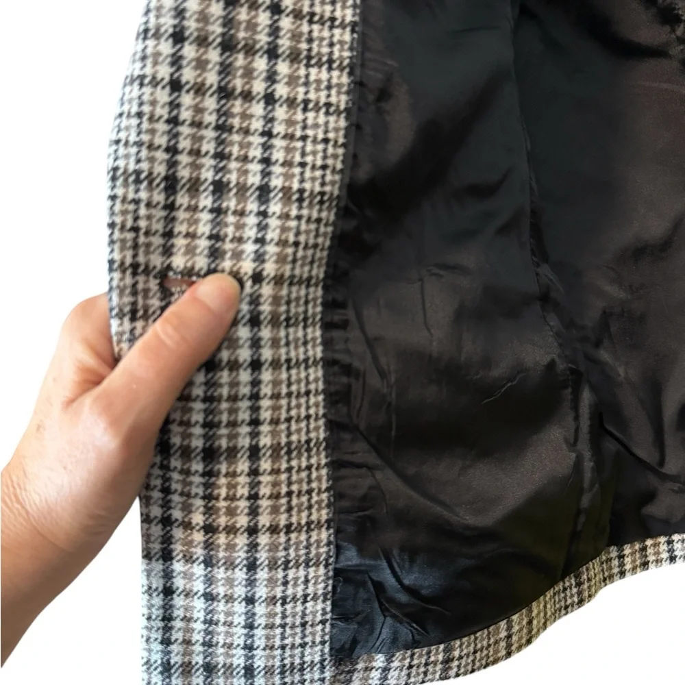 Vintage Peabody House Houndstooth Wool Blend Blazer Jacket Brown Beige Size 14 - Picture 12 of 14